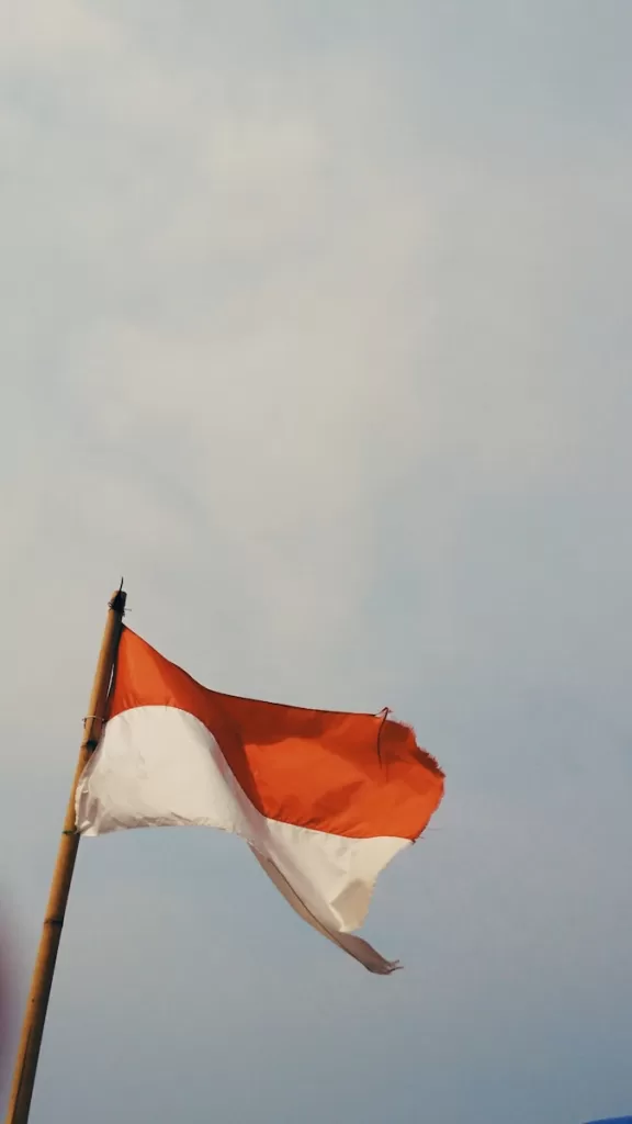 orange and white flag under white clouds